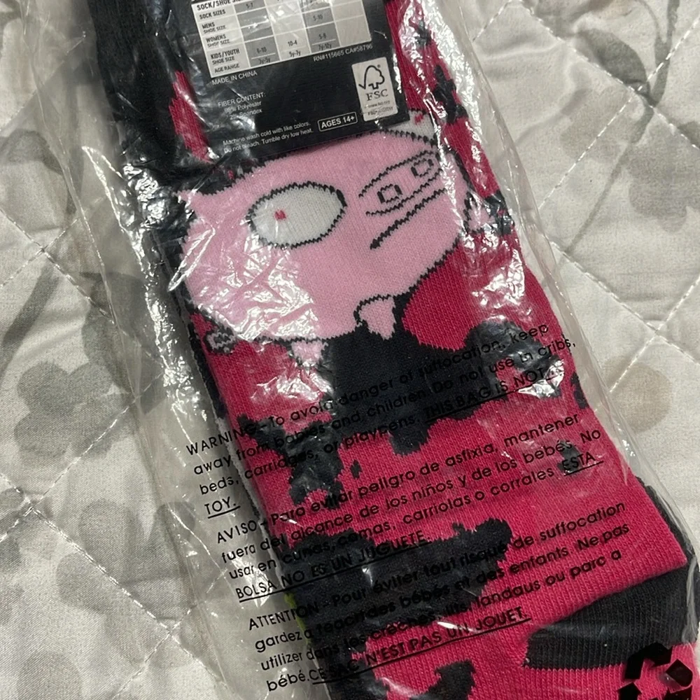New 2 pair Invader Zim crew socks